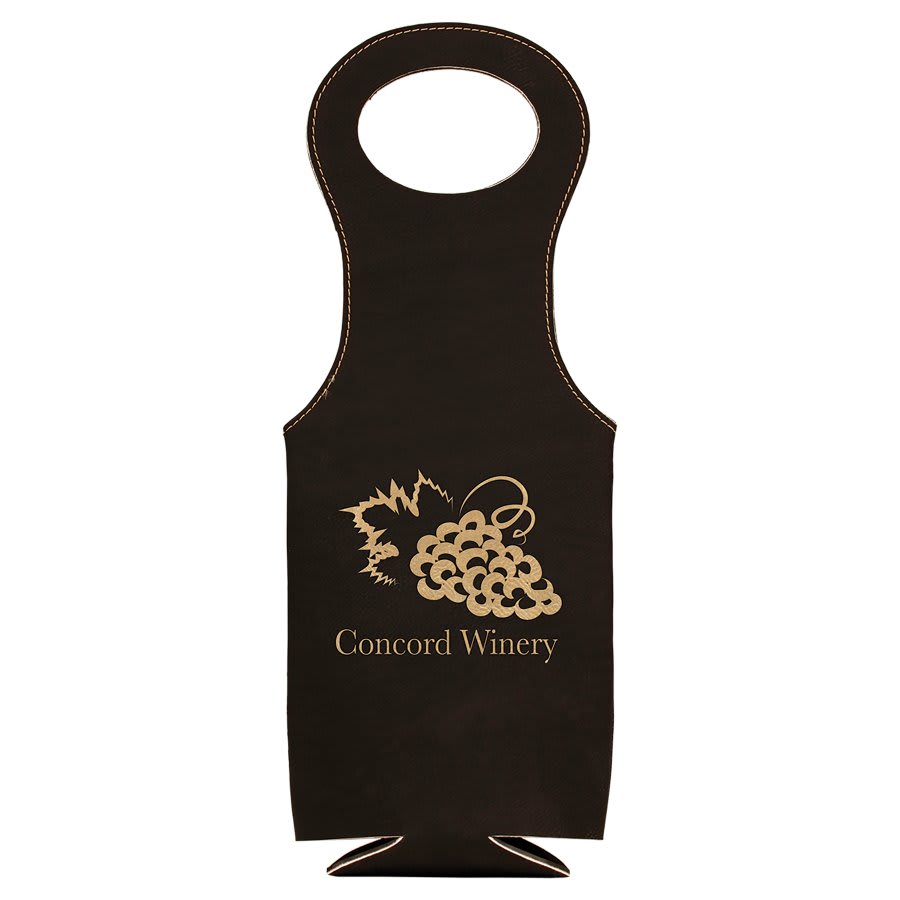 Laserable Leatherette Wine Bag — Black/Gold