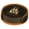 4" Round Laserable Leatherette 6-Coaster Set