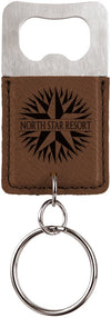 Rectangle Laserable Leatherette Bottle Opener Keychain