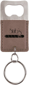 Rectangle Laserable Leatherette Bottle Opener Keychain