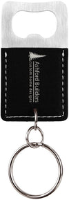 Rectangle Laserable Leatherette Bottle Opener Keychain