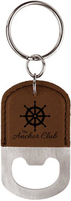 Oval Laserable Leatherette Bottle Opener Keychain
