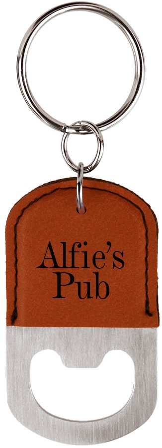 Oval Laserable Leatherette Bottle Opener Keychain — Rawhide