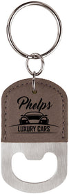 Oval Laserable Leatherette Bottle Opener Keychain