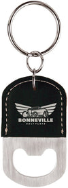 Oval Laserable Leatherette Bottle Opener Keychain