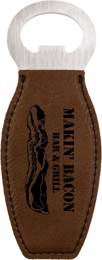 Laserable Leatherette Bottle Opener with Magnet — Dark Brown