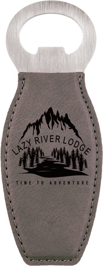 Laserable Leatherette Bottle Opener with Magnet — Gray