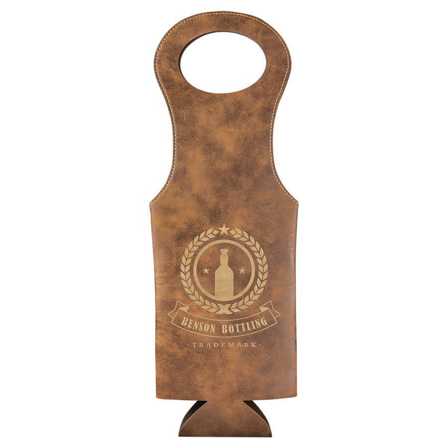Laserable Leatherette Wine Bag — Rustic/Gold