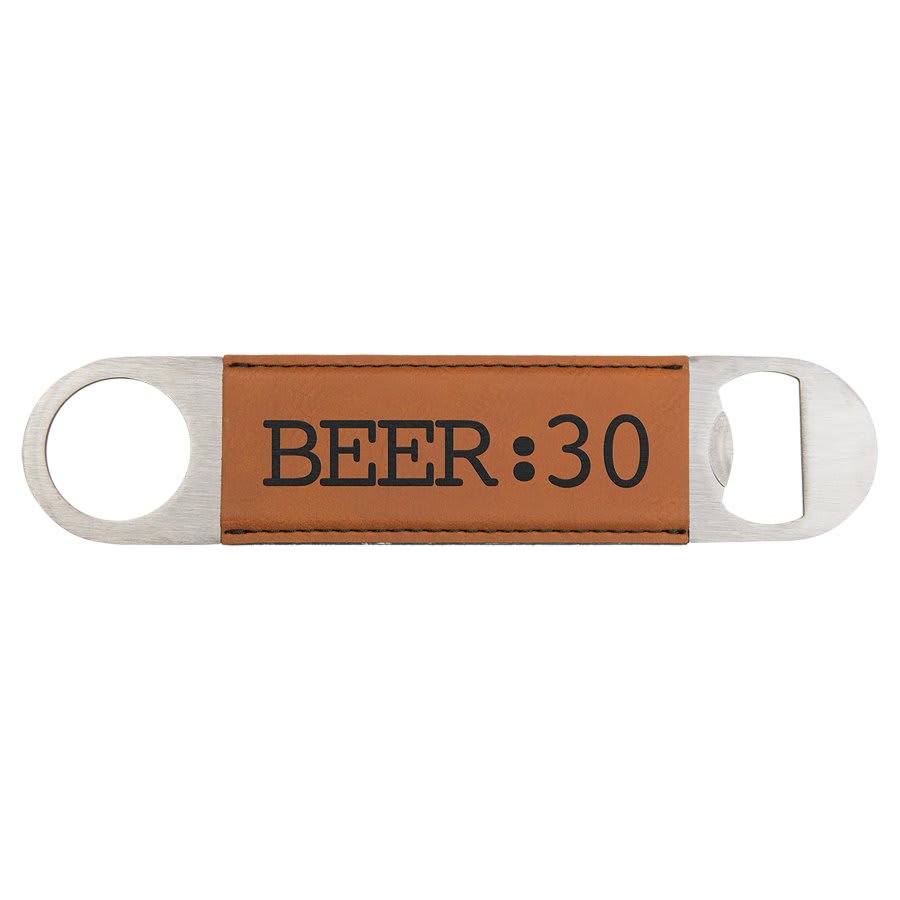 1 1/2" x 7" Laserable Leatherette Bottle Opener — Rawhide