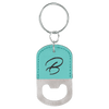 Oval Laserable Leatherette Bottle Opener Keychain