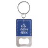 Rectangle Laserable Leatherette Bottle Opener Keychain