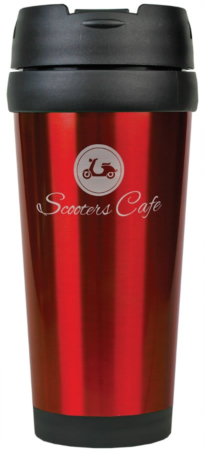 16 oz. Travel Mug without Handle — Red Laserable Stainless Steel