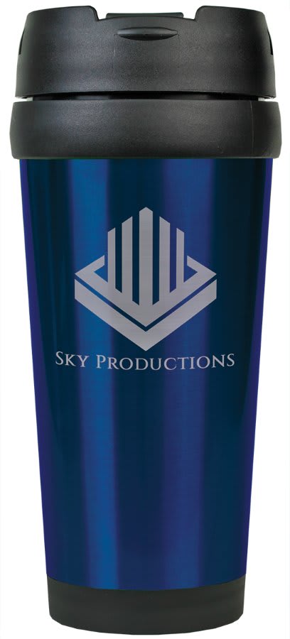 16 oz. Travel Mug without Handle — Blue Laserable Stainless Steel