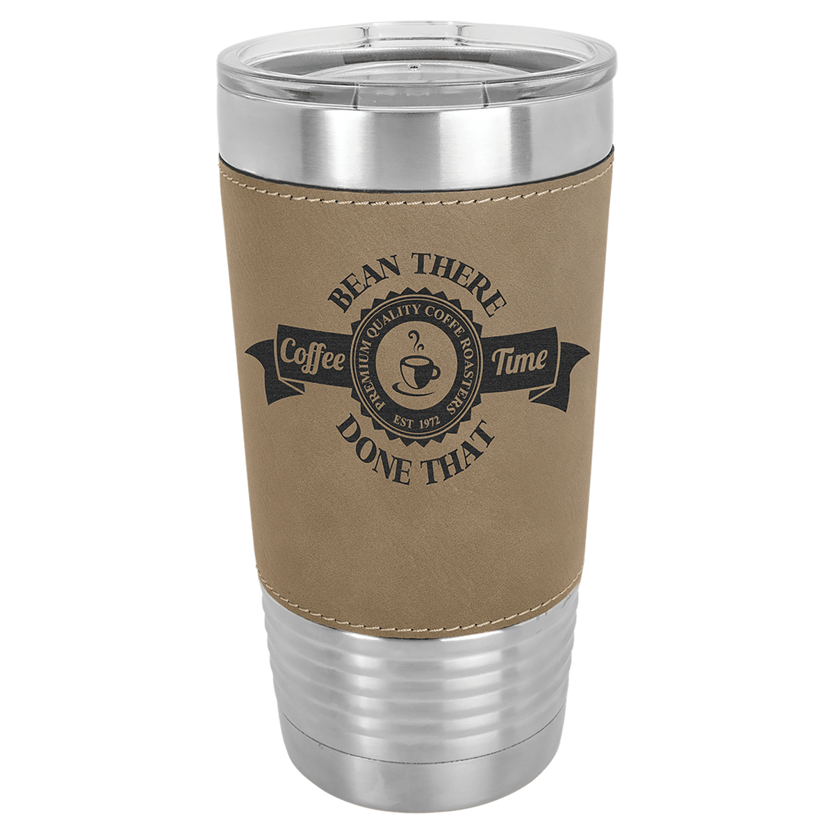 Polar Camel 20 oz. Leatherette Grip Tumbler with Standard Lid — Light Brown