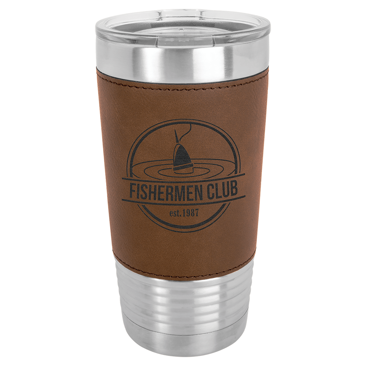 Polar Camel 20 oz. Leatherette Grip Tumbler with Standard Lid — Dark Brown
