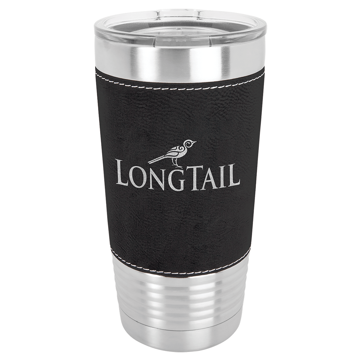 Polar Camel 20 oz. Leatherette Grip Tumbler with Standard Lid — Black/Silver