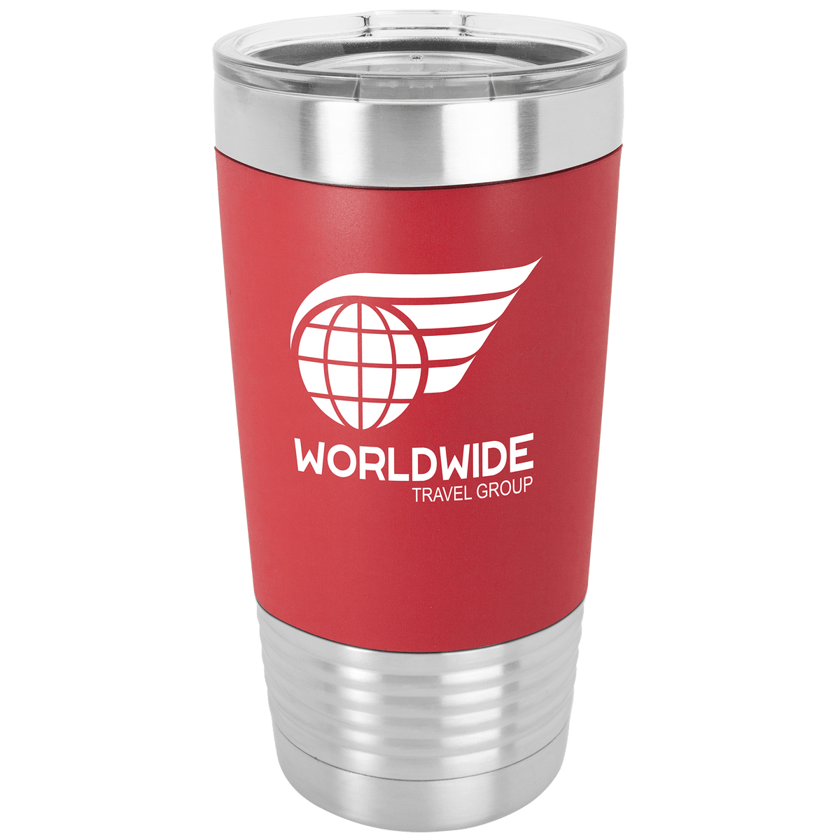 Polar Camel 20 oz. Silicone Grip Tumbler with Standard Lid — Red/White