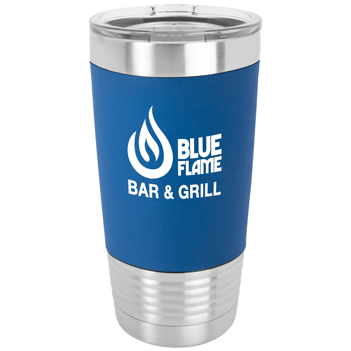 Polar Camel 20 oz. Silicone Grip Tumbler with Standard Lid — Blue/White