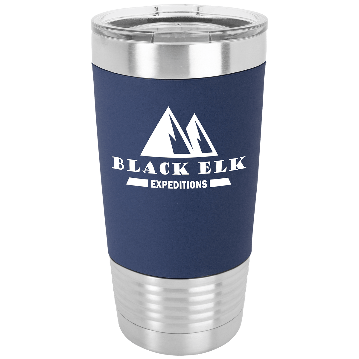 Polar Camel 20 oz. Silicone Grip Tumbler with Standard Lid — Navy Blue/White