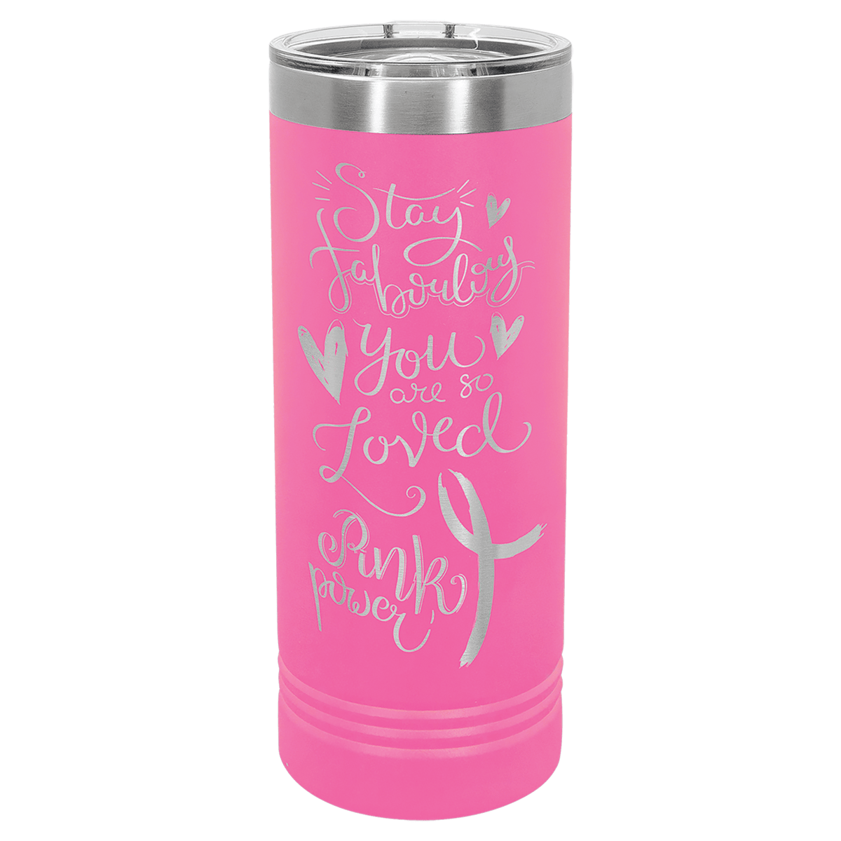 Polar Camel 22 oz. Skinny Tumbler with Slider Lid — Pink