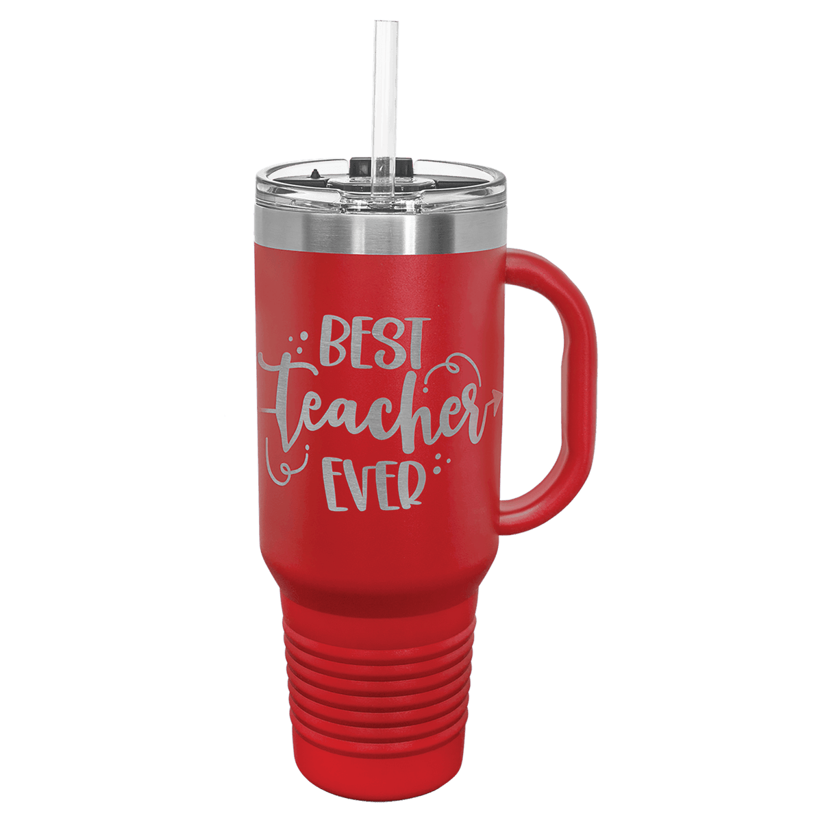 Polar Camel 40 oz. Travel Mug with Snap Lid & Straw — Red