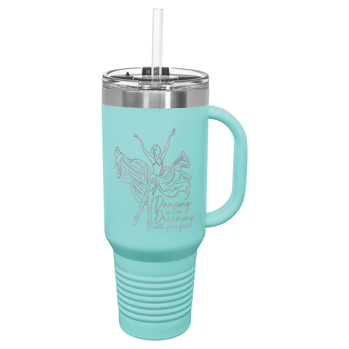 Polar Camel 40 oz. Travel Mug with Snap Lid & Straw — Teal