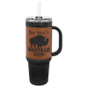 Polar Camel 40 oz. Laserable Leatherette Travel Mug with a Handle & Straw
