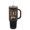 Polar Camel 40 oz. Laserable Leatherette Travel Mug with a Handle & Straw
