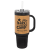 Polar Camel 40 oz. Laserable Leatherette Travel Mug with a Handle & Straw