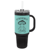 Polar Camel 40 oz. Laserable Leatherette Travel Mug with a Handle & Straw