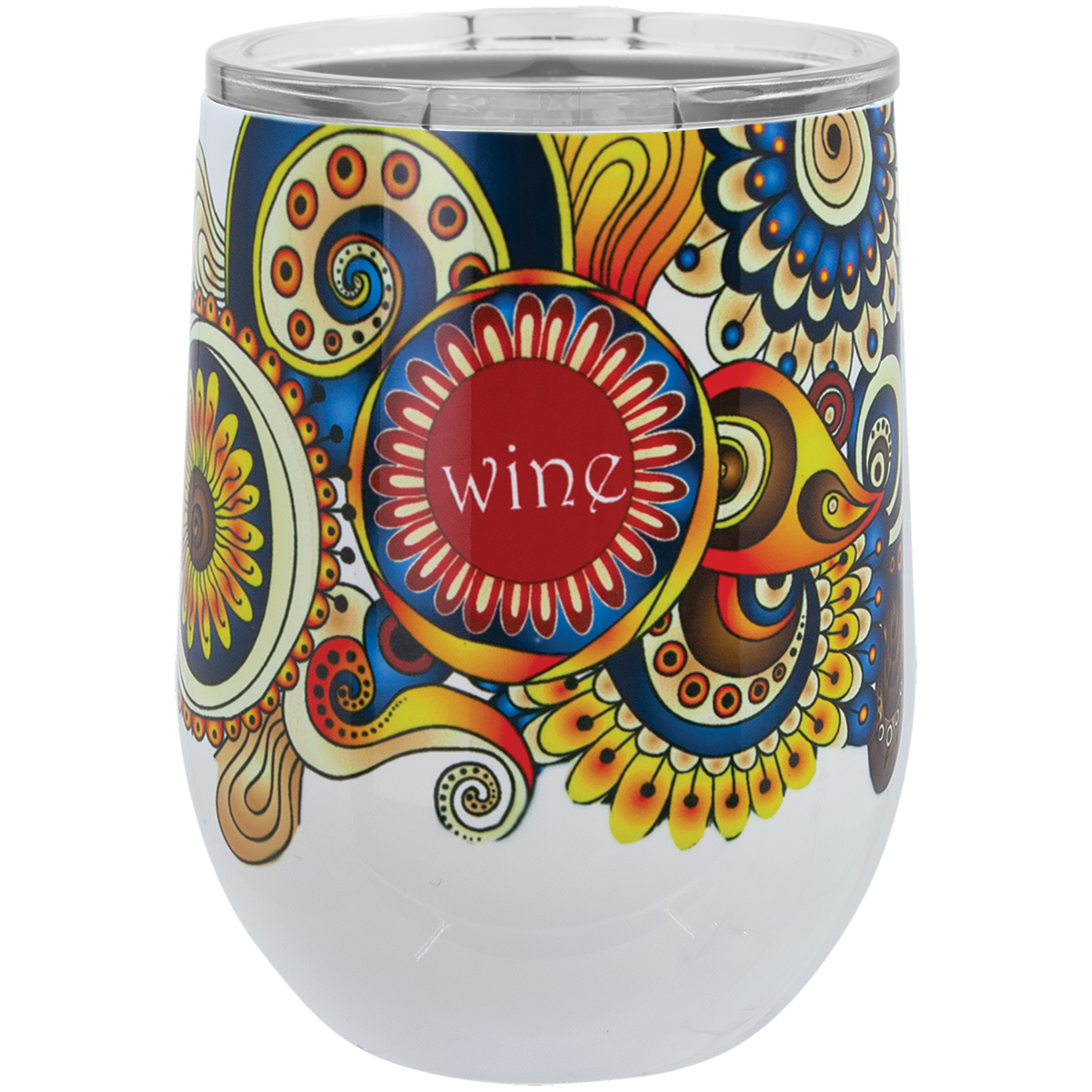 12 oz. Sublimatable Polar Camel Stemless Wine Tumbler with Lid — White