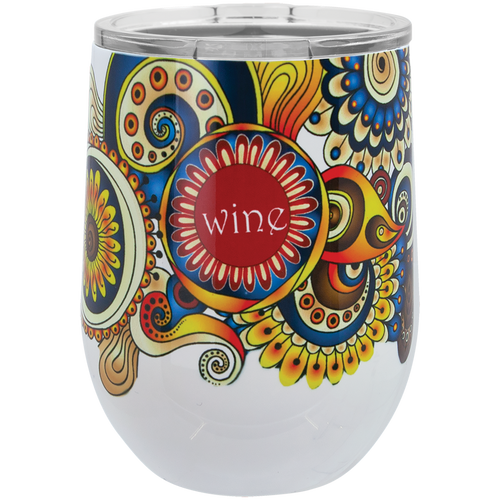 12 oz. Sublimatable Polar Camel Stemless Wine Tumbler with Lid — White