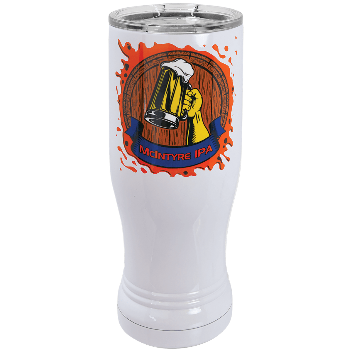 Sublimatable 14 oz. Polar Camel Pilsner with Clear Lid — White