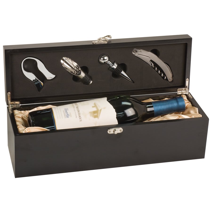 Finish Single Wine Box with Tools — Matte Black