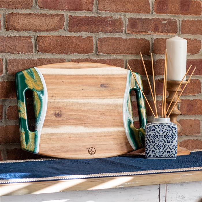 XL Curved Acacia Board With 2 Handles