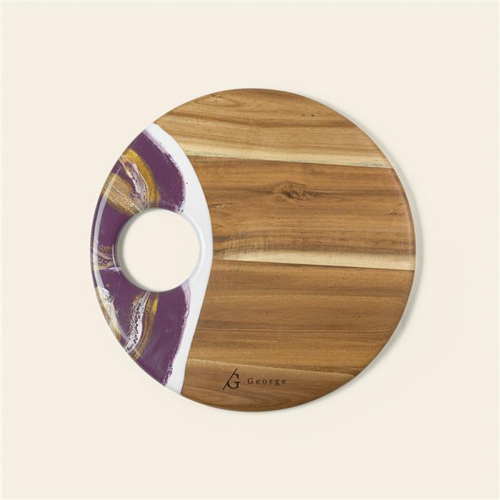 Large Round Acacia Board With Dip Holder