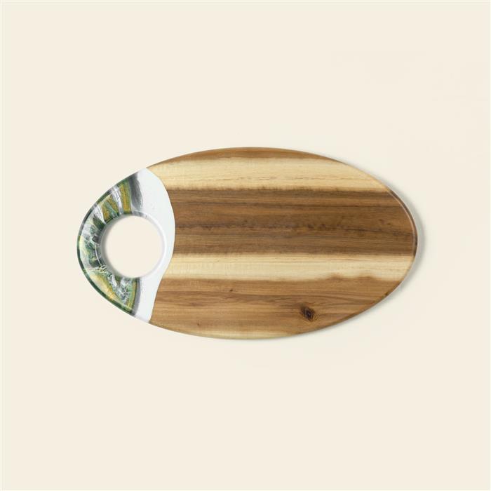 Medium Oval Acacia Board With Dip Holder