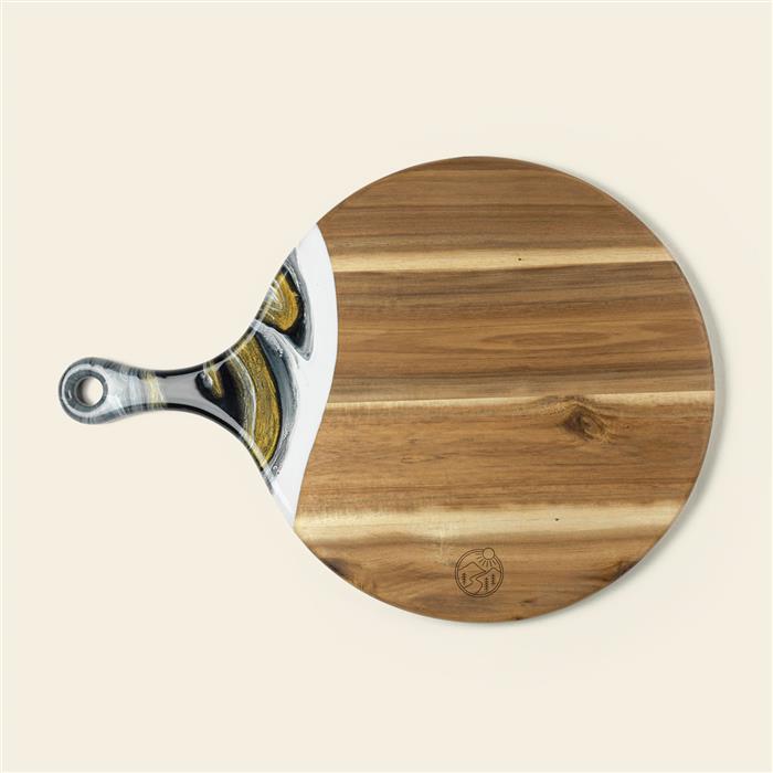XL Round Acacia Board With Handle product photograph