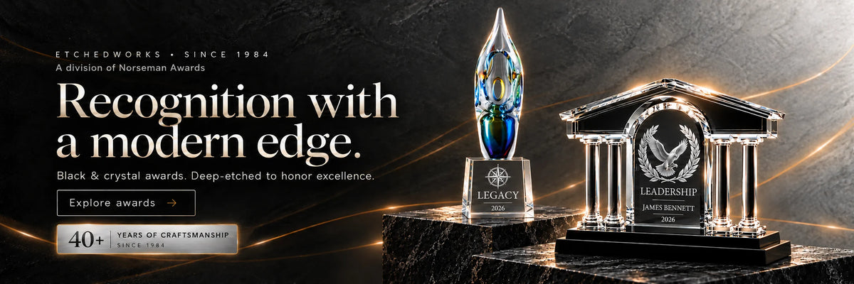 Deep-etched Barona and Illusion awards