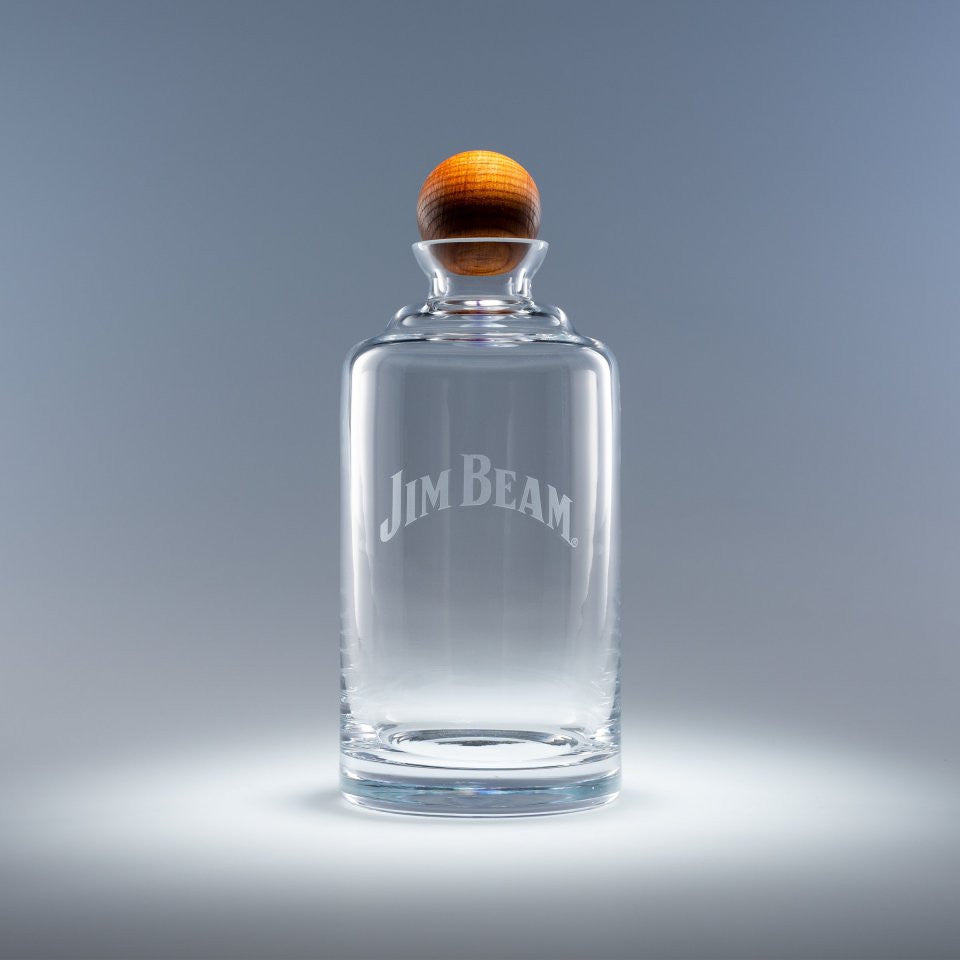 Uptown decanter — Wood Ball Topper, deep etched example