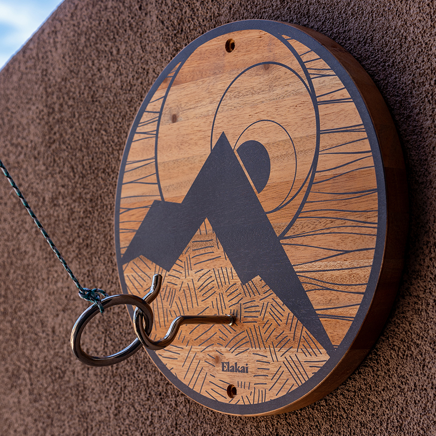 Elakai Hook and Ring Toss Game with Natural Wood Finish