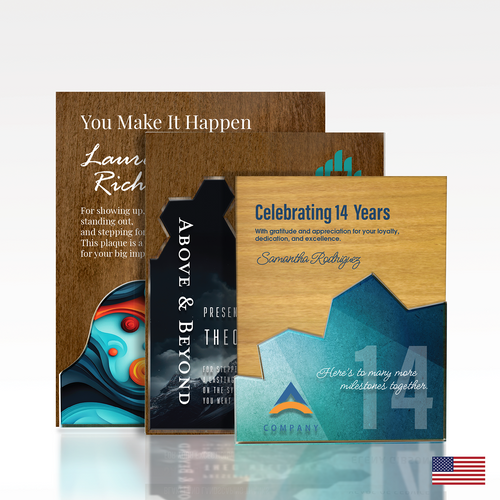 Fusion Wood and Acrylic Plaque — Shape and Stain Options