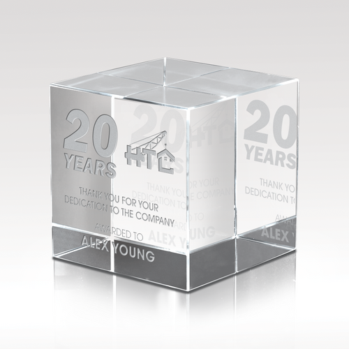Optical Crystal Cube — Surface or Subsurface Engraving