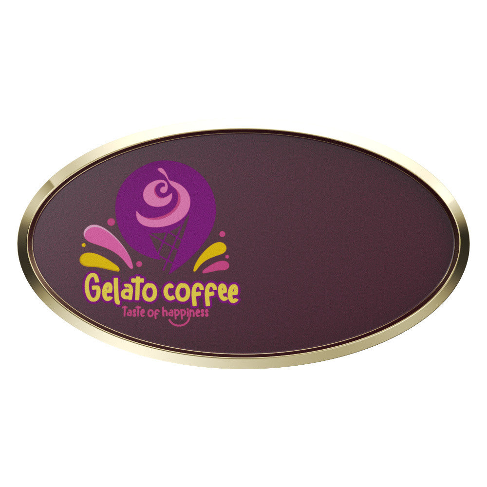 Express Vibraprint® Oval Name Badge Holder w/ Safety Pin Back