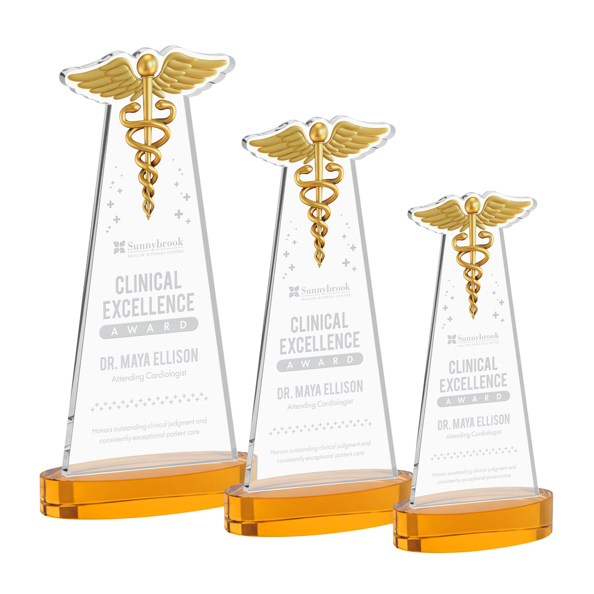 Caduceus Award on Alberton Base - Amber