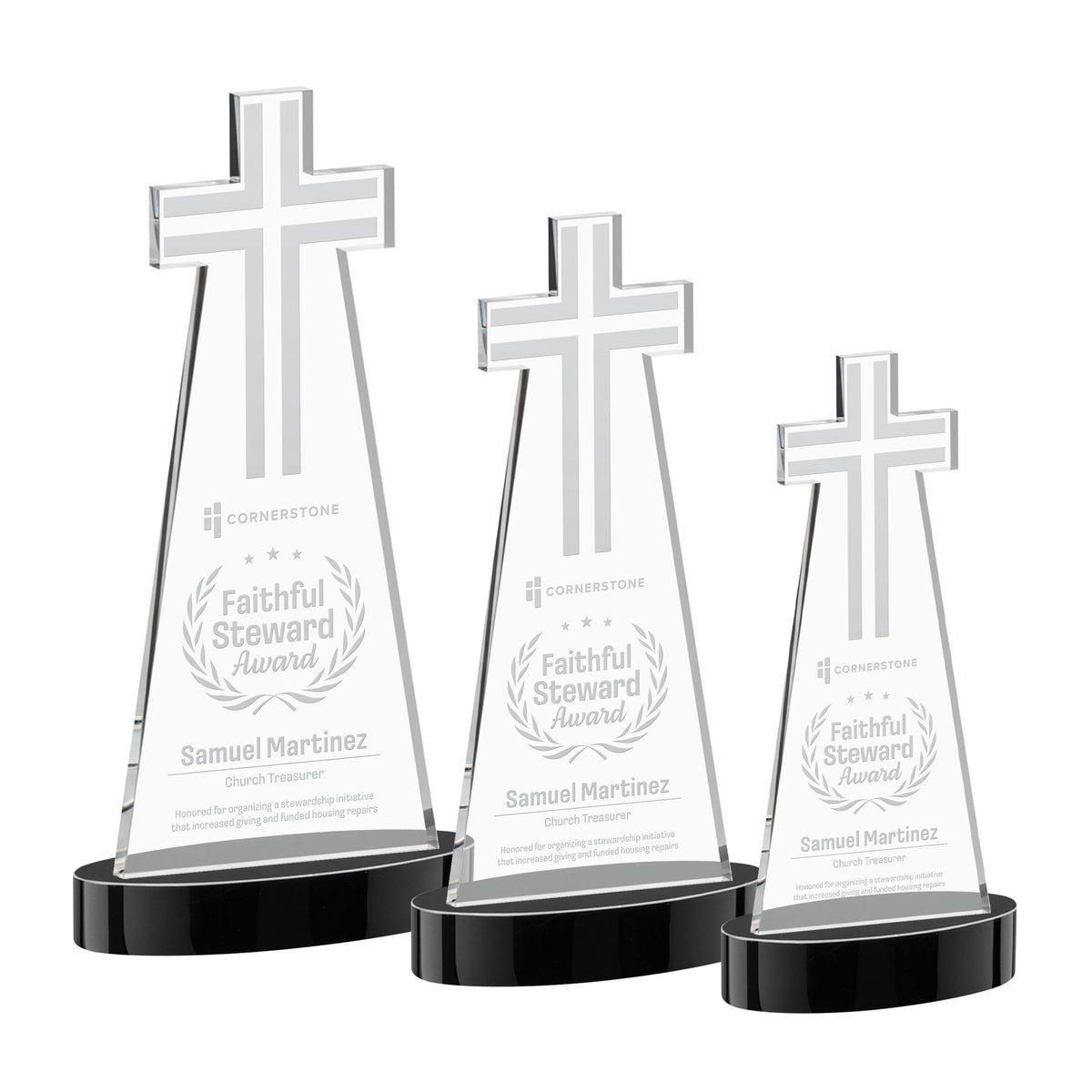 Cross Award on Alberton Base - Black