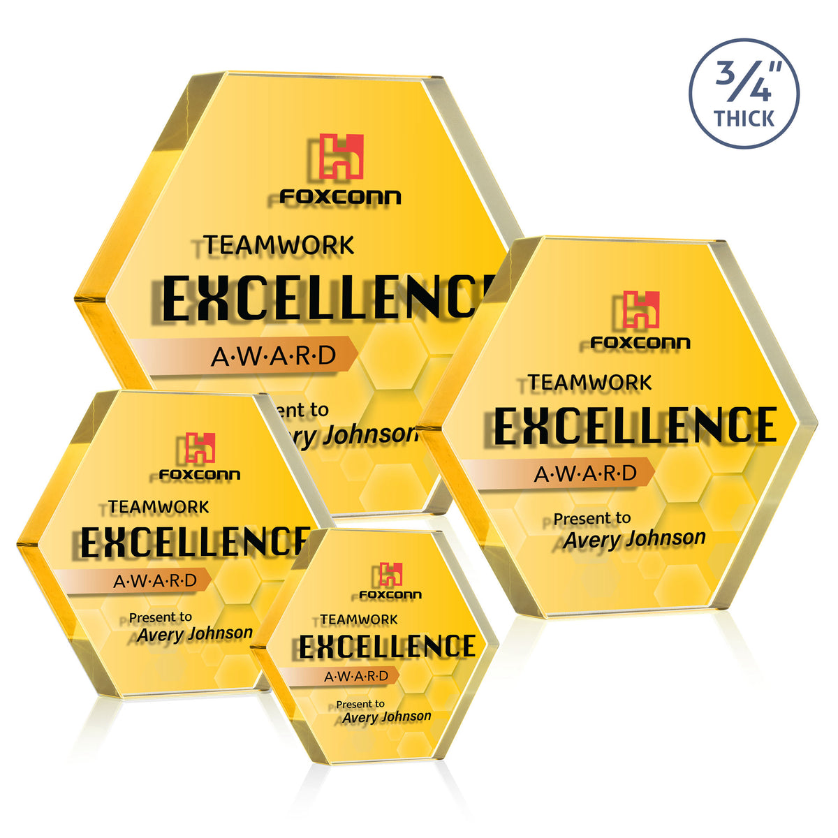 Gilford Hexagon VividPrint™ Double Sided Award - Gold