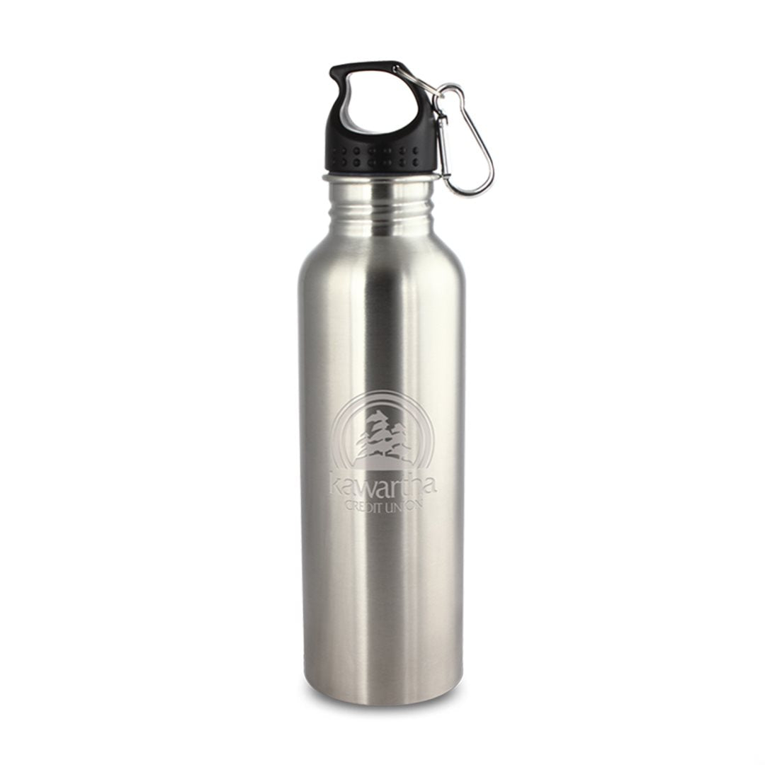 Wide Mouth Flair Bottle with Carabiner - 25oz — Silver — D752SV