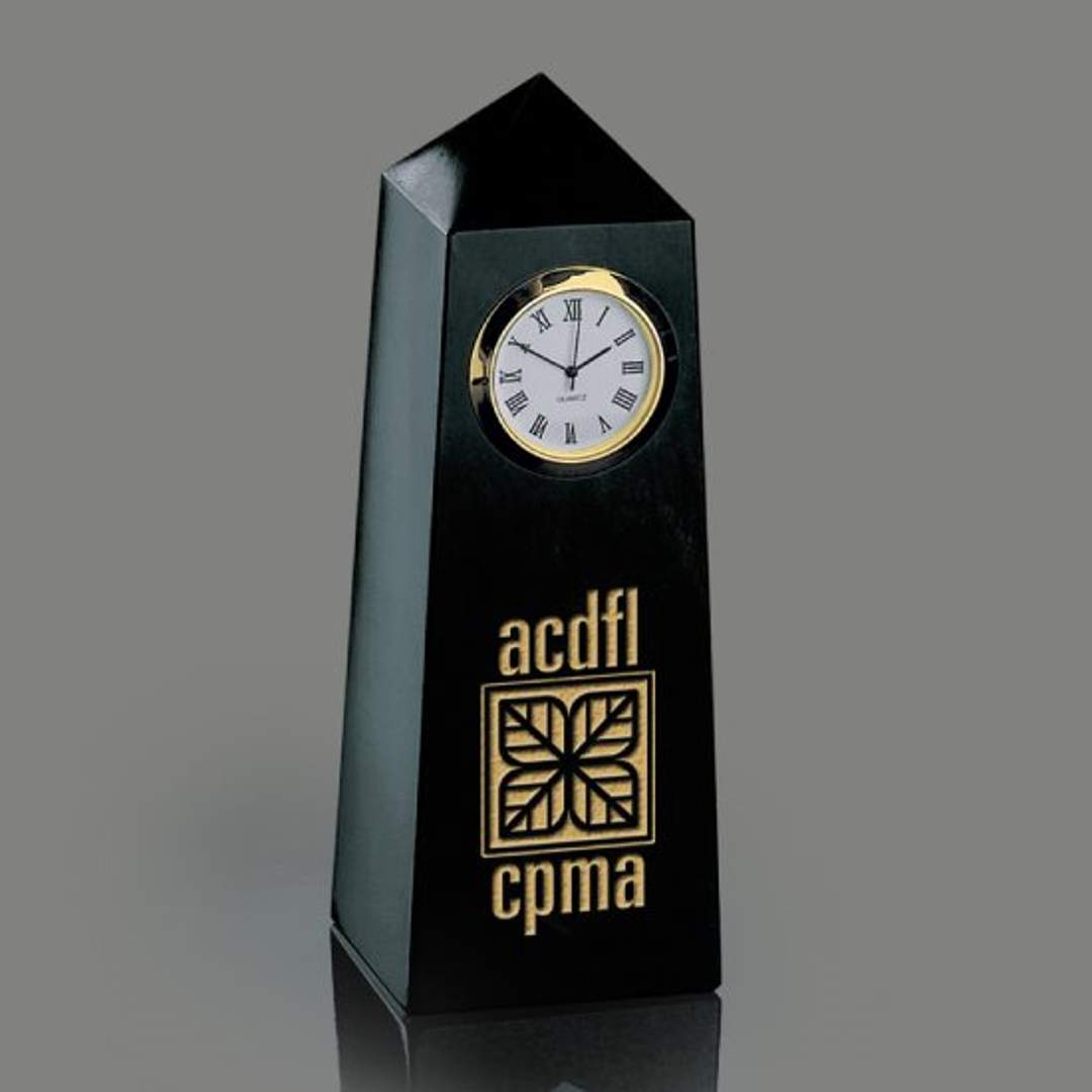 Marble Clock - 6" Obelisk 