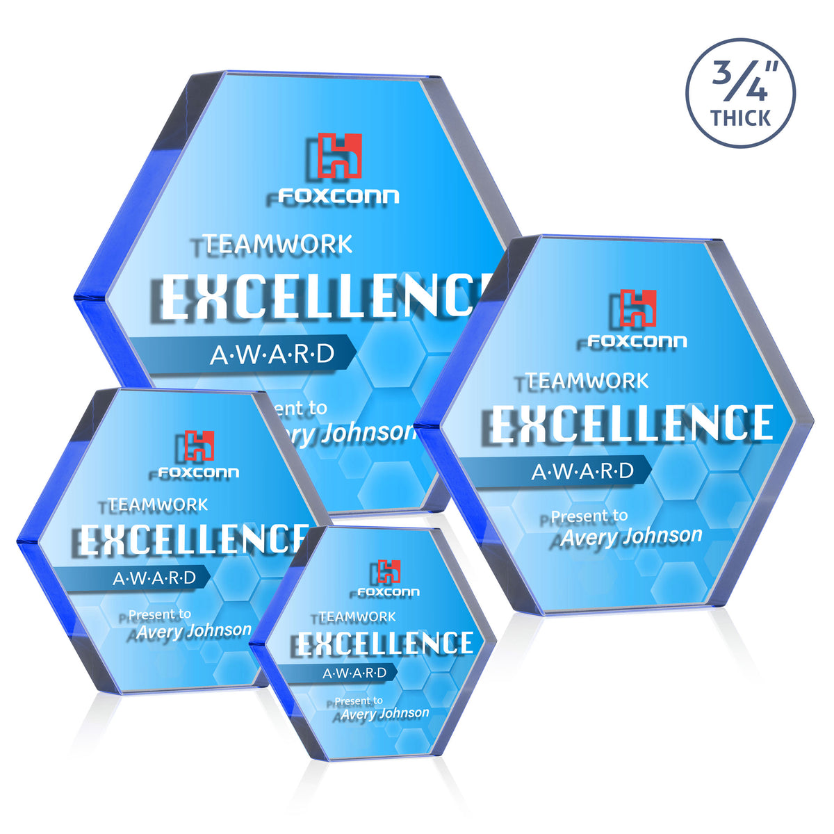 Gilford Hexagon VividPrint™ Double Sided Award - Blue